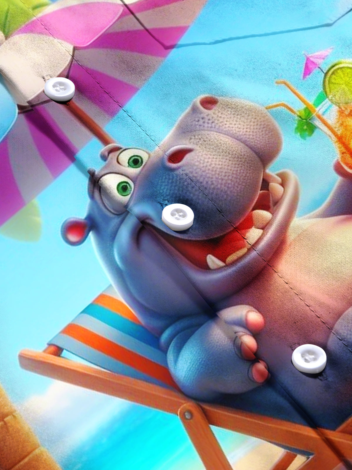 Hawaiian Hippo Print Men's Pocket Short Sleeve Shirts