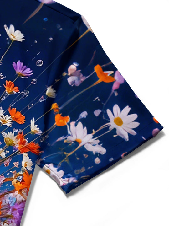 men's floral shirt close-up short sleeve
