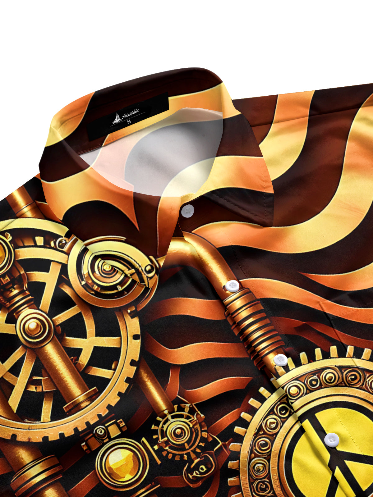 Peace Sign Gear Print Men's Pocket Short Sleeve Shirts