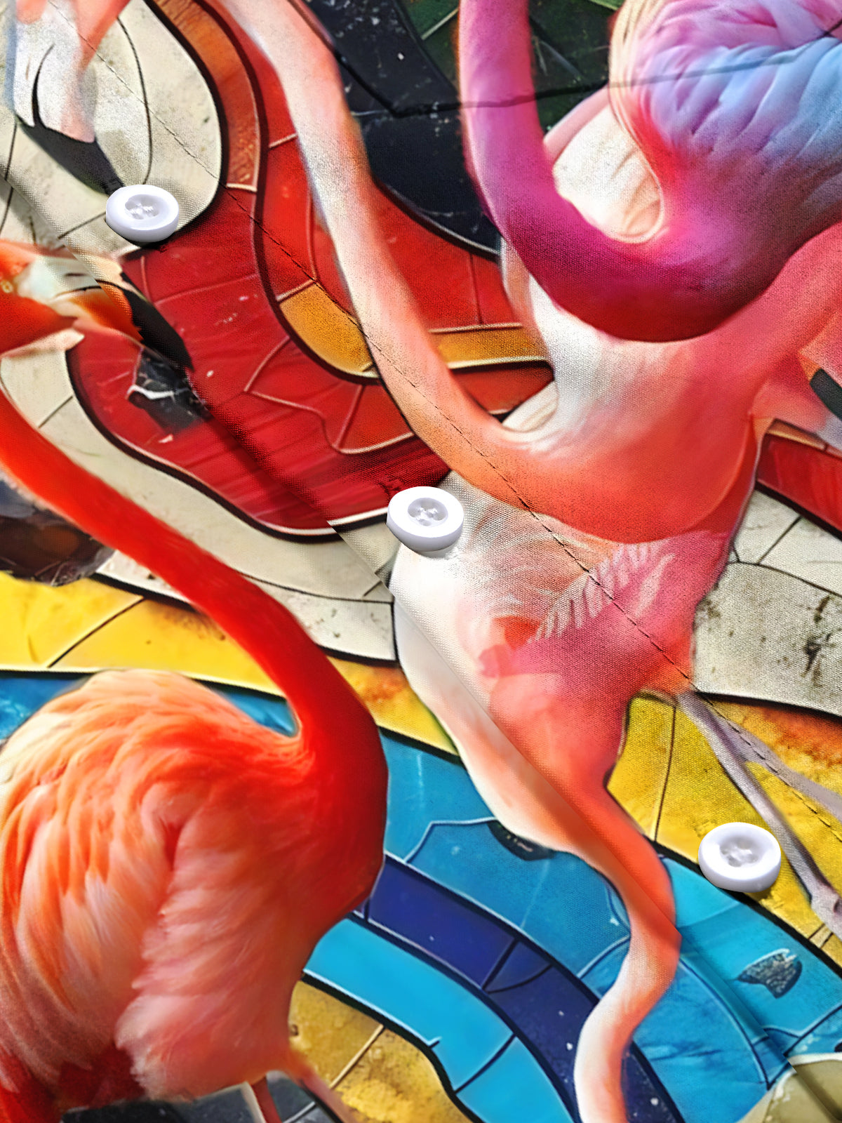 Flamingo Print Men's Pocket Short Sleeve Shirts