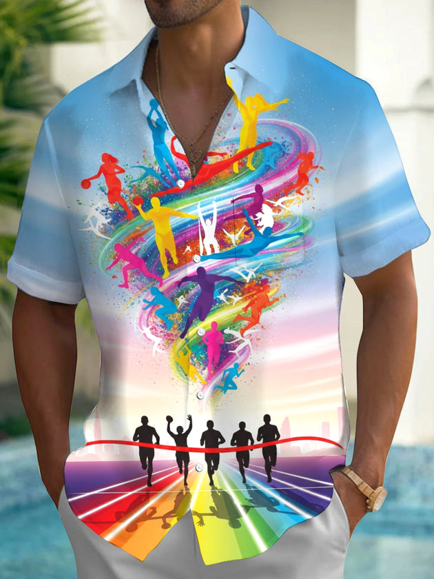 men's sports print shirt front view