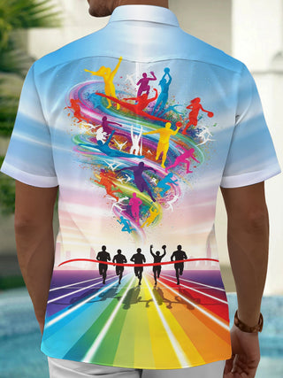 men's athletic print shirt back view