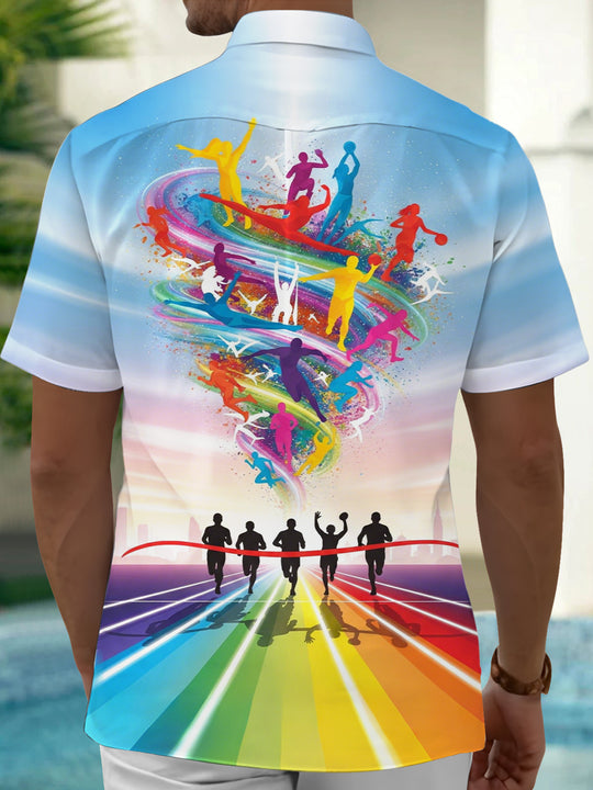 men's athletic print shirt back view