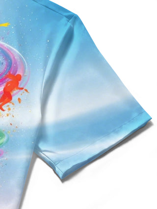 men's sports print shirt close-up short sleeve