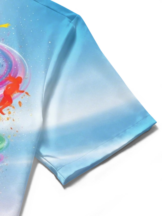 men's sports print shirt close-up short sleeve