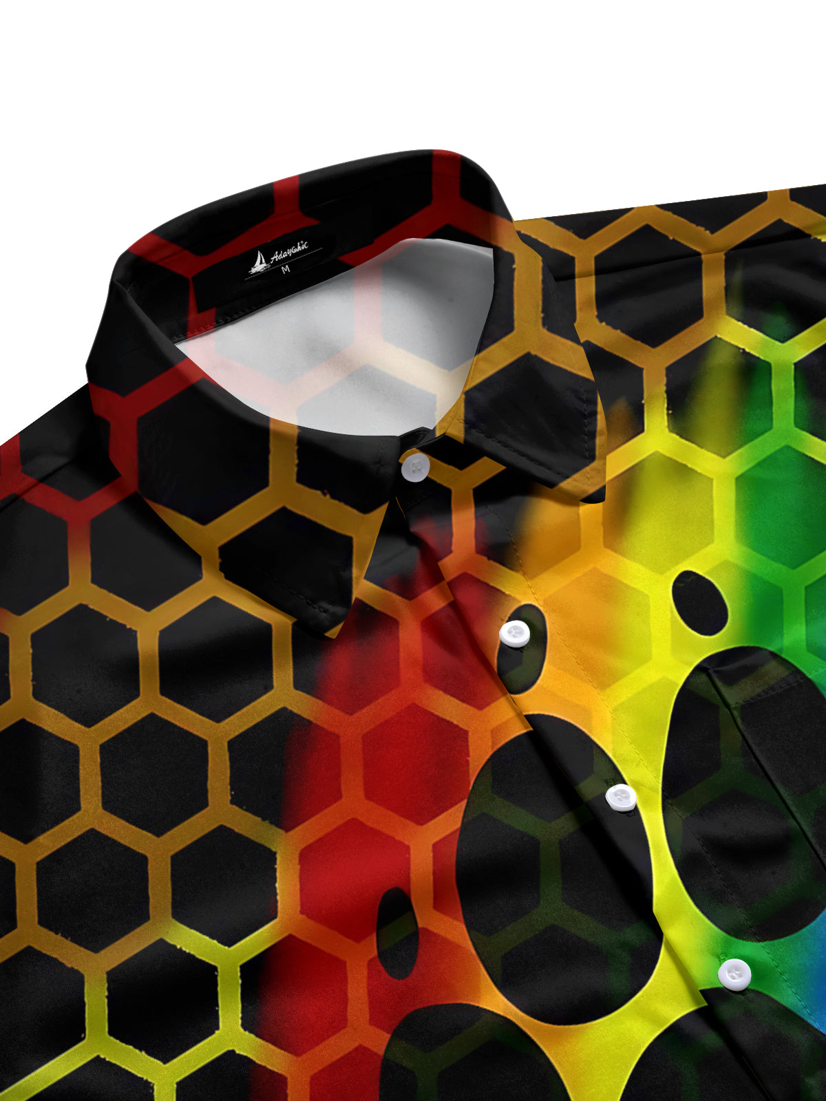 Paw Rainbow Geometric Print Men's Pocket Short Sleeve Shirts