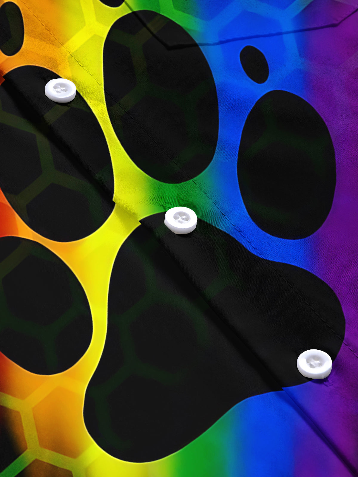 Paw Rainbow Geometric Print Men's Pocket Short Sleeve Shirts