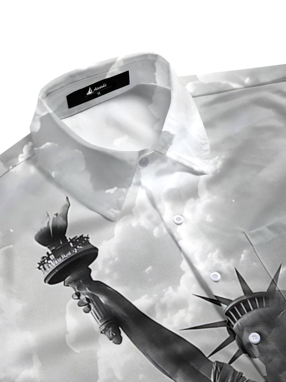 Statue of Liberty Print Men's Pocket Short Sleeve Shirts