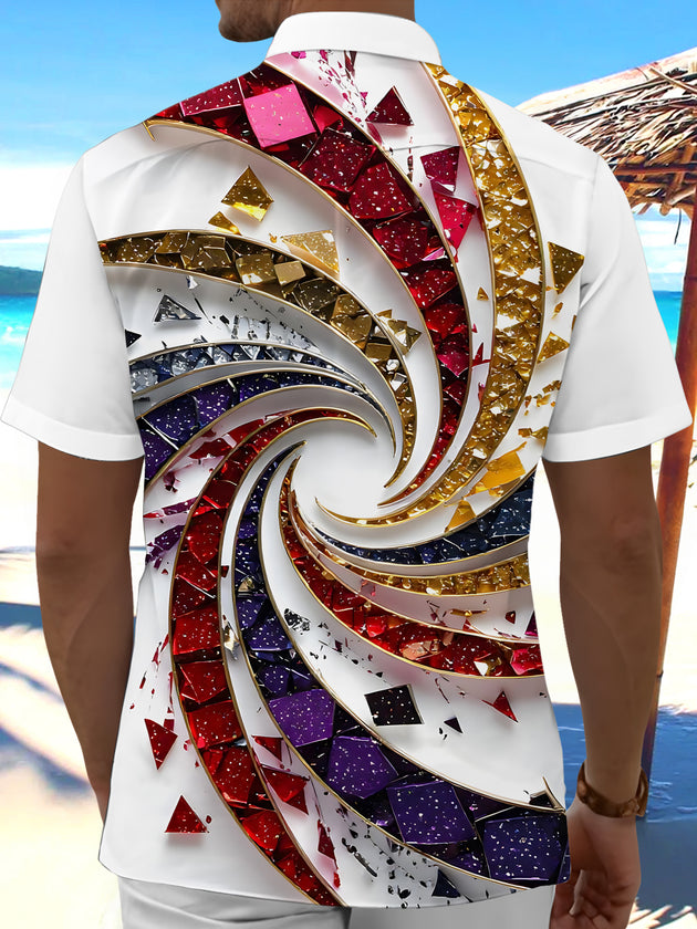 men's geometric print shirt back view