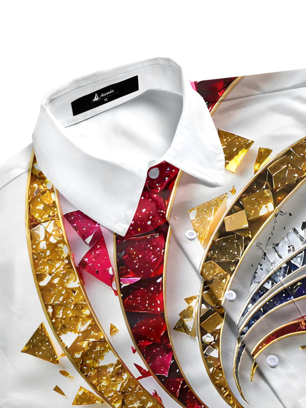 Men's Geometric Print Pocket Short Sleeve Shirt Side View