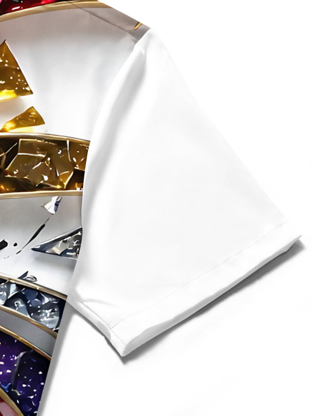 men's abstract print shirt close-up short sleeve
