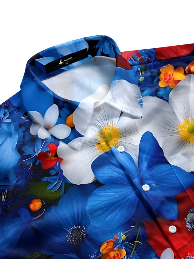 Floral Print Men's Pocket Short Sleeve Shirts