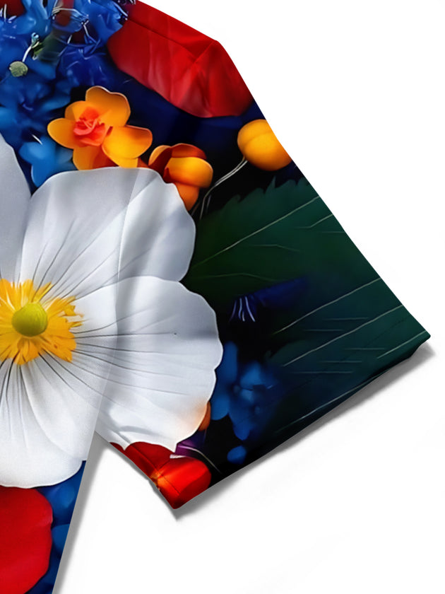 Floral Print Men's Pocket Short Sleeve Shirts