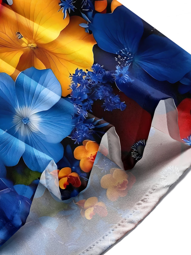 Floral Print Men's Pocket Short Sleeve Shirts