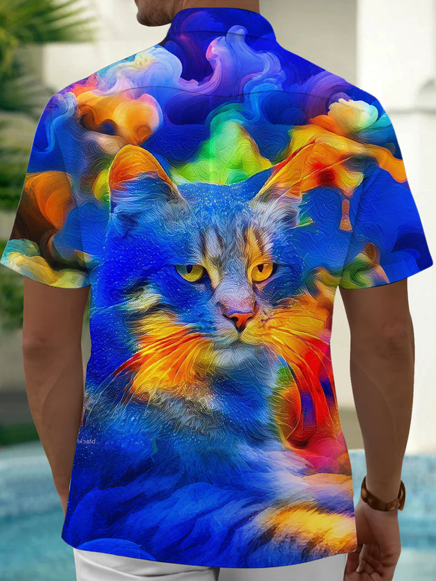 men's kitten pattern shirt back view