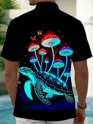 men's botanical print shirt back view