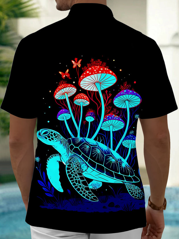 men's botanical print shirt back view