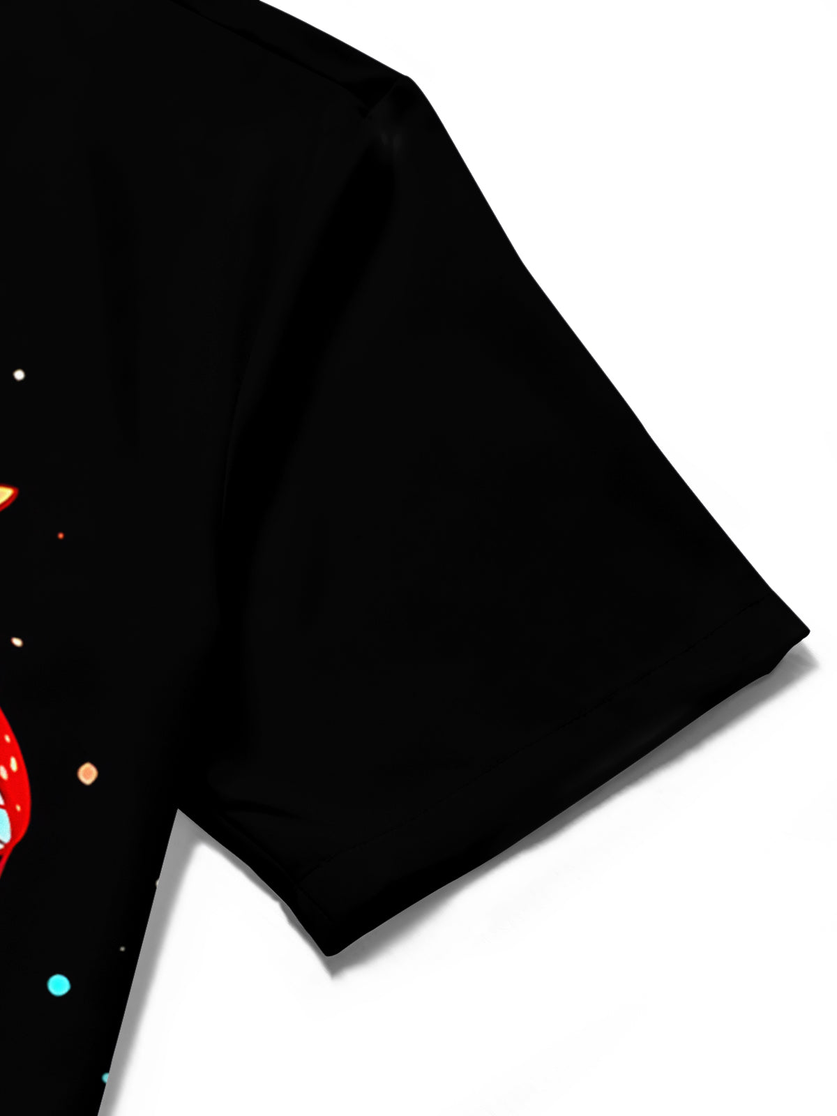 men's mushroom print shirt close-up short sleeve