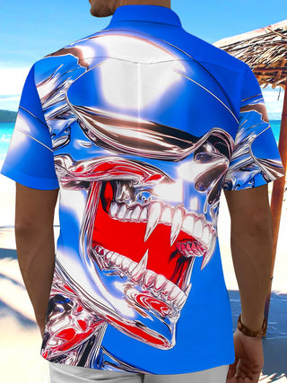 men's skeleton pattern shirt back view