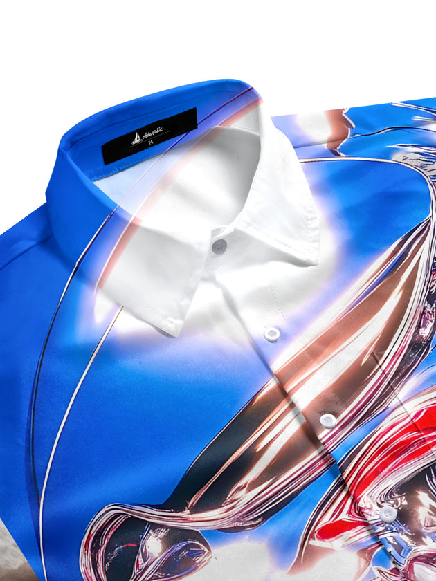 men's gothic print shirt side view