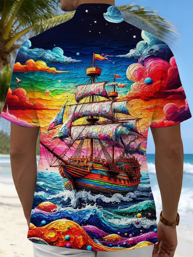 men's artistic design shirt back view
