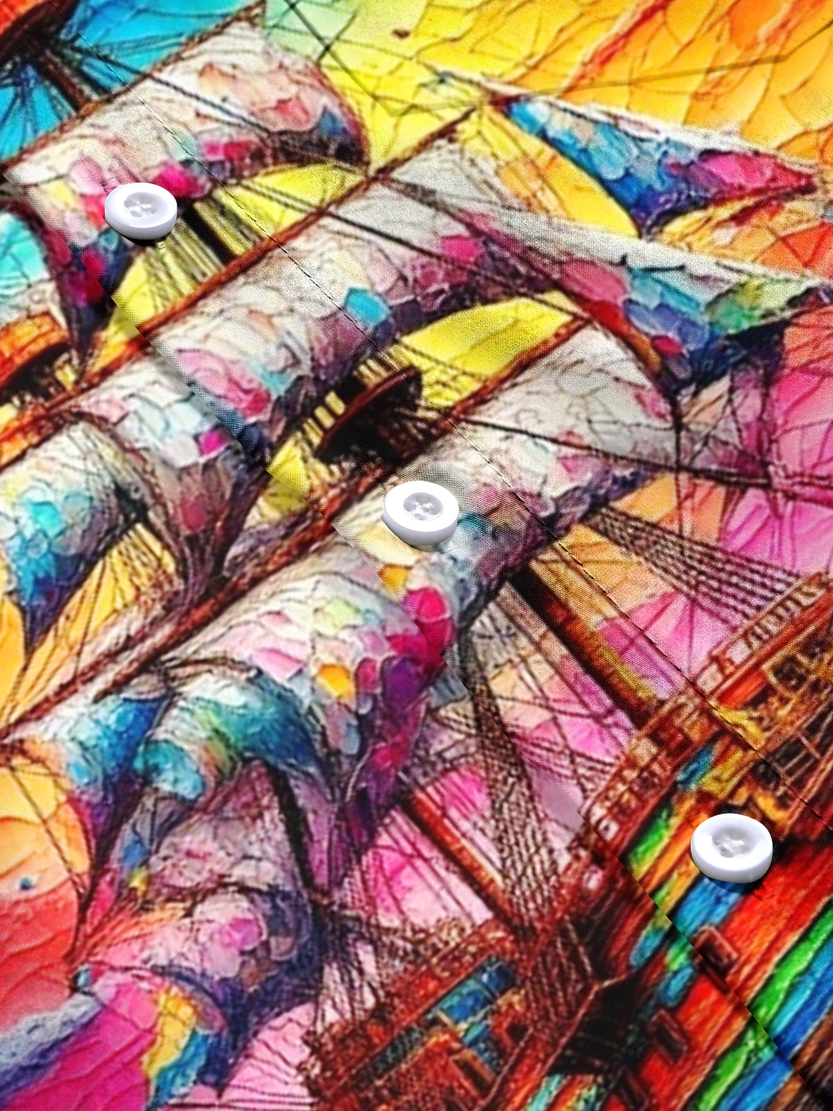 men's art print short sleeve flat lay shirt