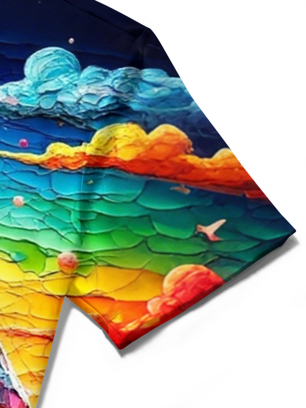 men's art print shirt close-up short sleeve
