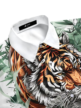 men's stripe print shirt side view
