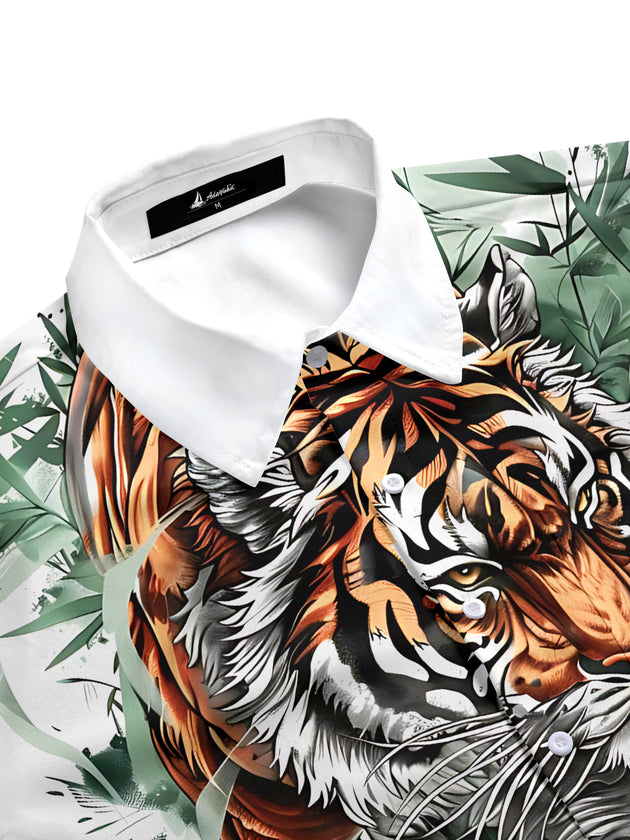 men's stripe print shirt side view