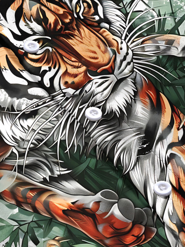 men's tiger print shirt summer vacation
