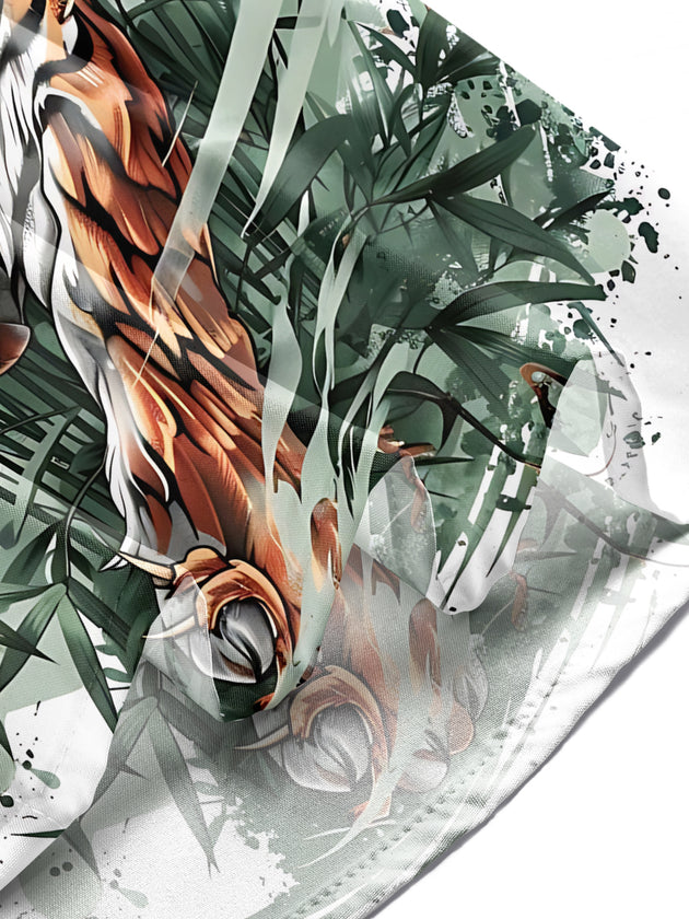 men's tiger print short sleeve flat lay shirt