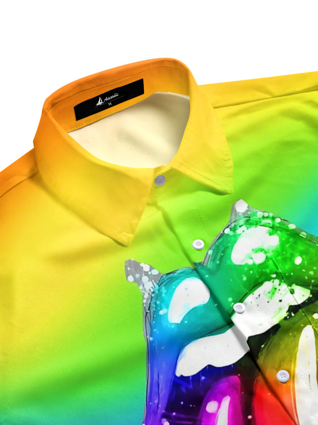 men's graphic art shirt side view