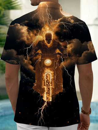 men's skeleton pattern shirt back view