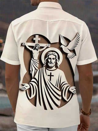 men's artistic design shirt back view