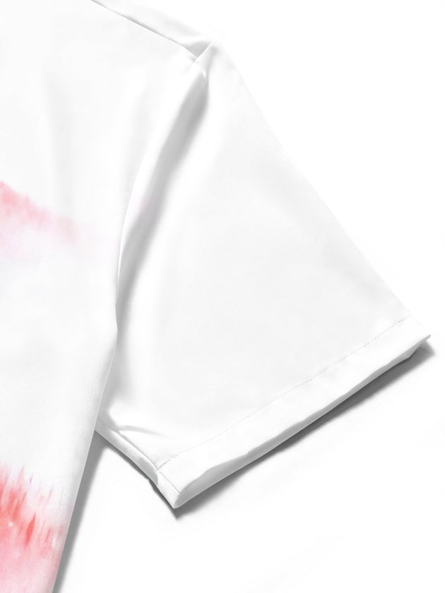 Men's Great Wall print short sleeve shirt close-up detail view