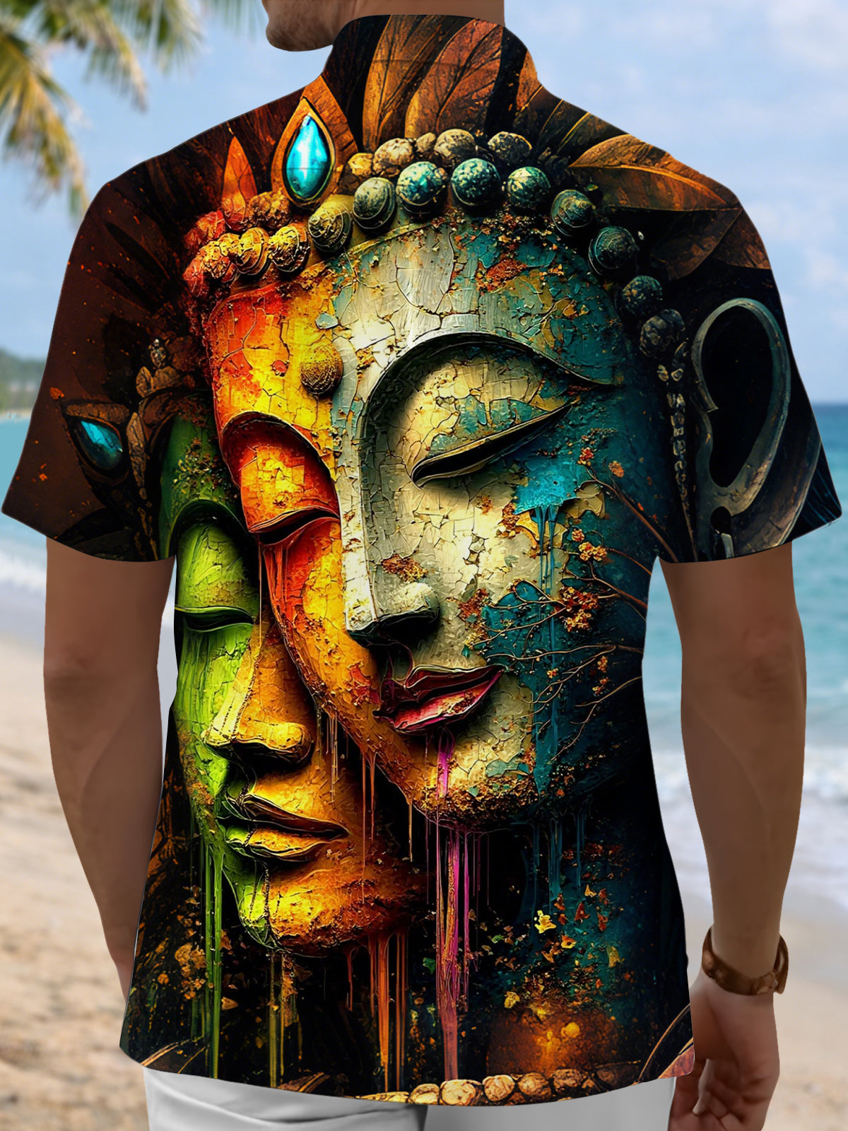 men's artistic design shirt back view