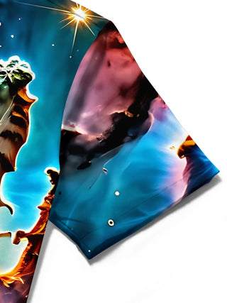 men's printed shirt close-up short sleeve