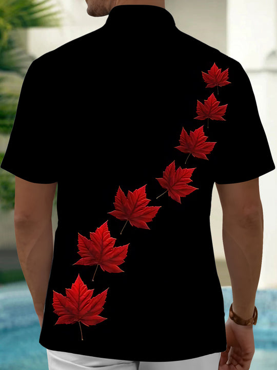 men's travel print shirt back view