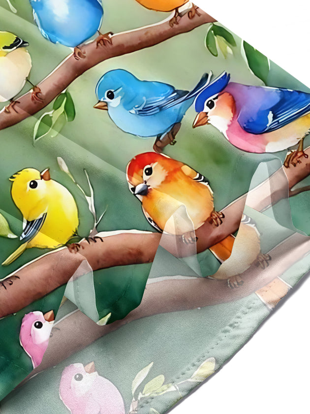 Men's bird branch print short sleeve shirt lifestyle photo