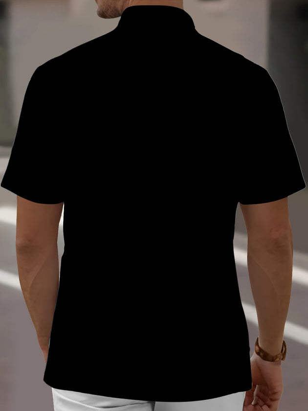 Coconut Tree Stripes Print Men's Pocket Short Sleeve Shirts