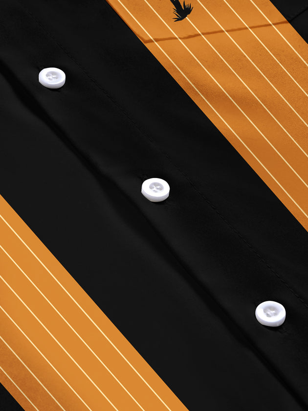 Coconut Tree Stripes Print Men's Pocket Short Sleeve Shirts