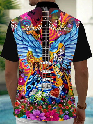 men's music print shirt back view