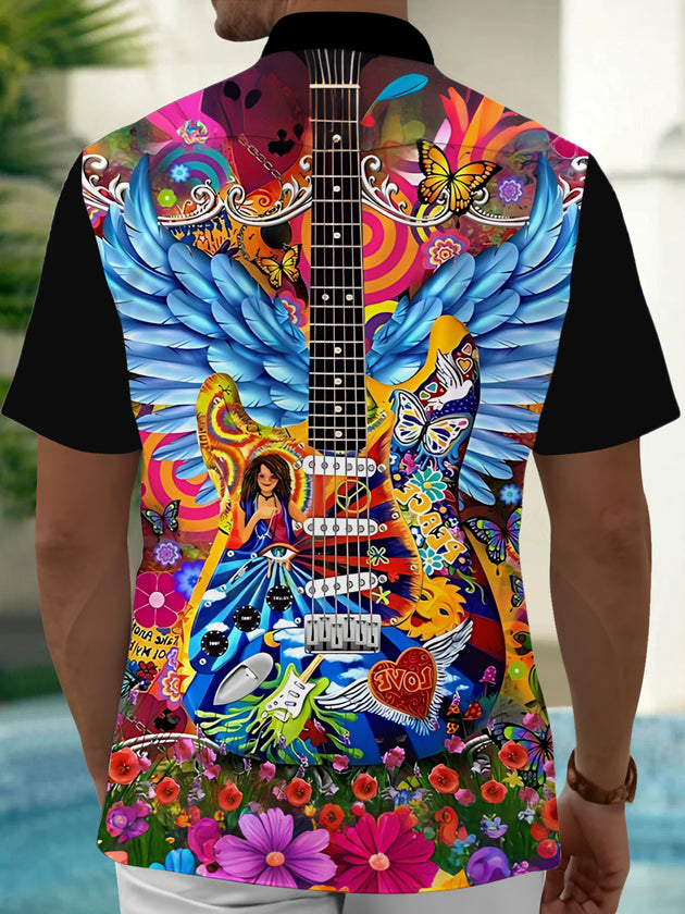men's music print shirt back view