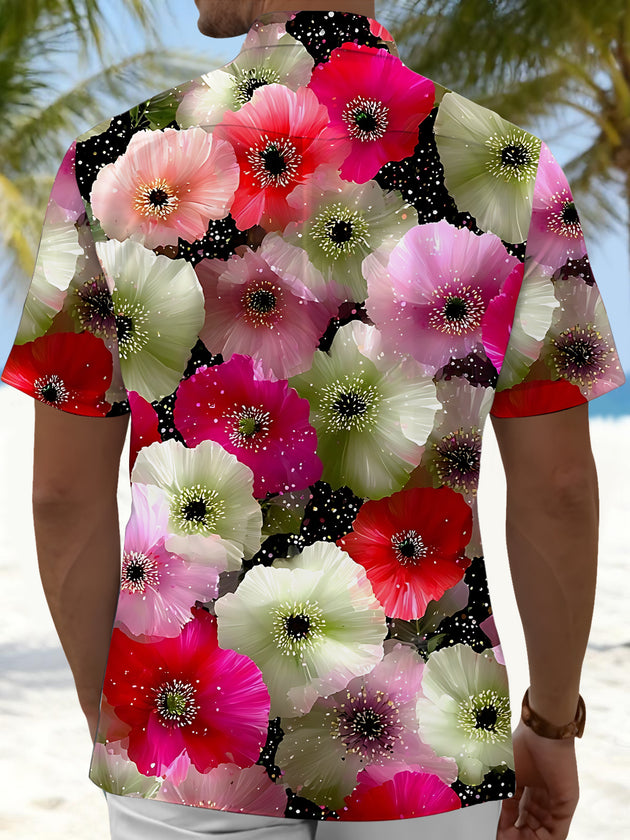 Men's floral print short sleeve shirt back view