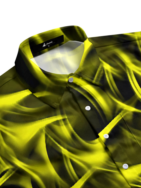Men's abstract print short sleeve shirt side view