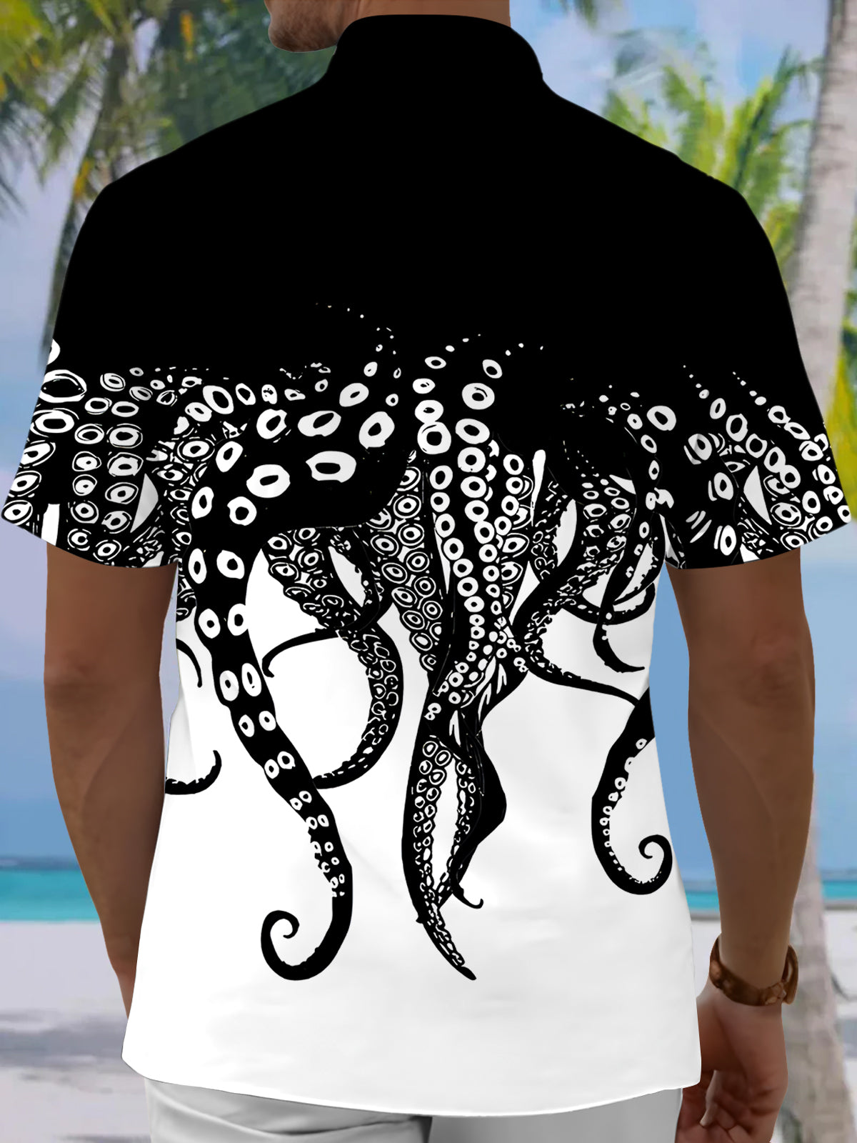 men's aloha shirt back view