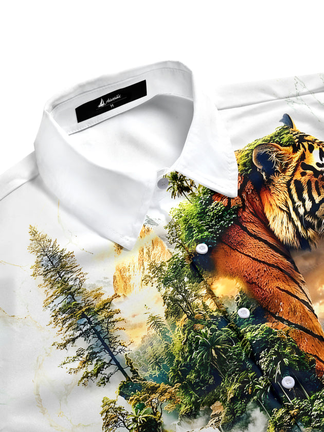 men's stripe print shirt side view