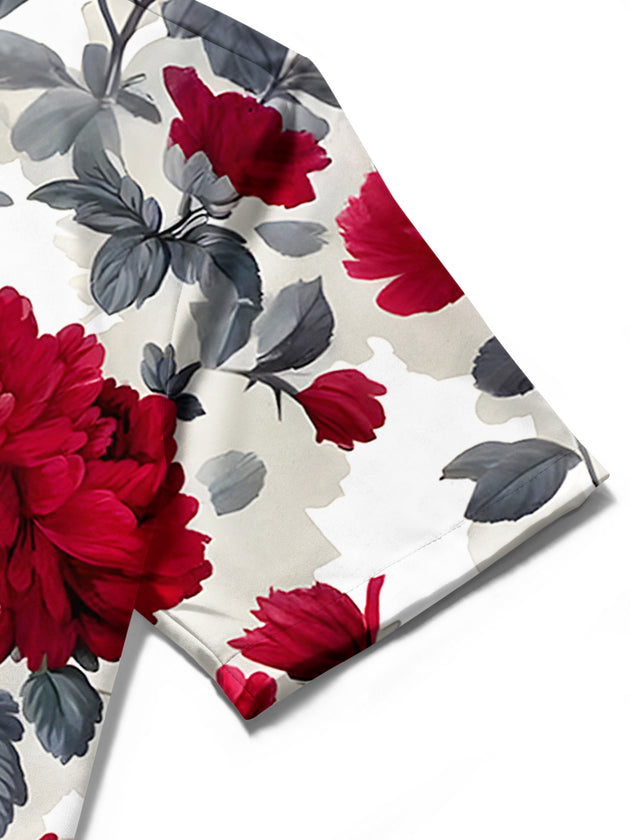 men's floral shirt close-up short sleeve