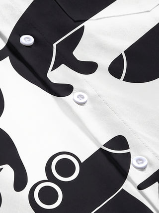 men's funny dachshund pattern short sleeve shirt flat lay