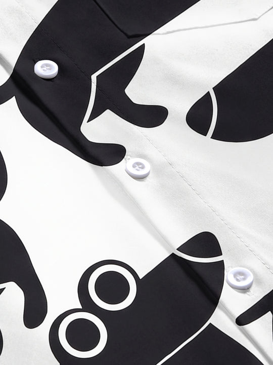 men's funny dachshund pattern short sleeve shirt flat lay